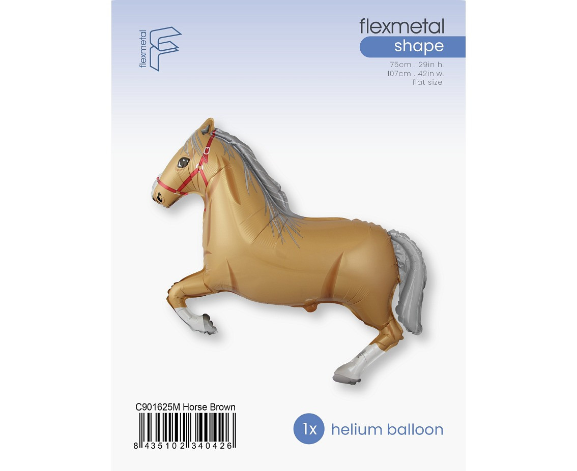 Foil balloon 24" FX  - Galloping horses (brown), packed