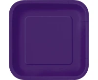 Purple square paper plates, 18 cm, 16 pcs.