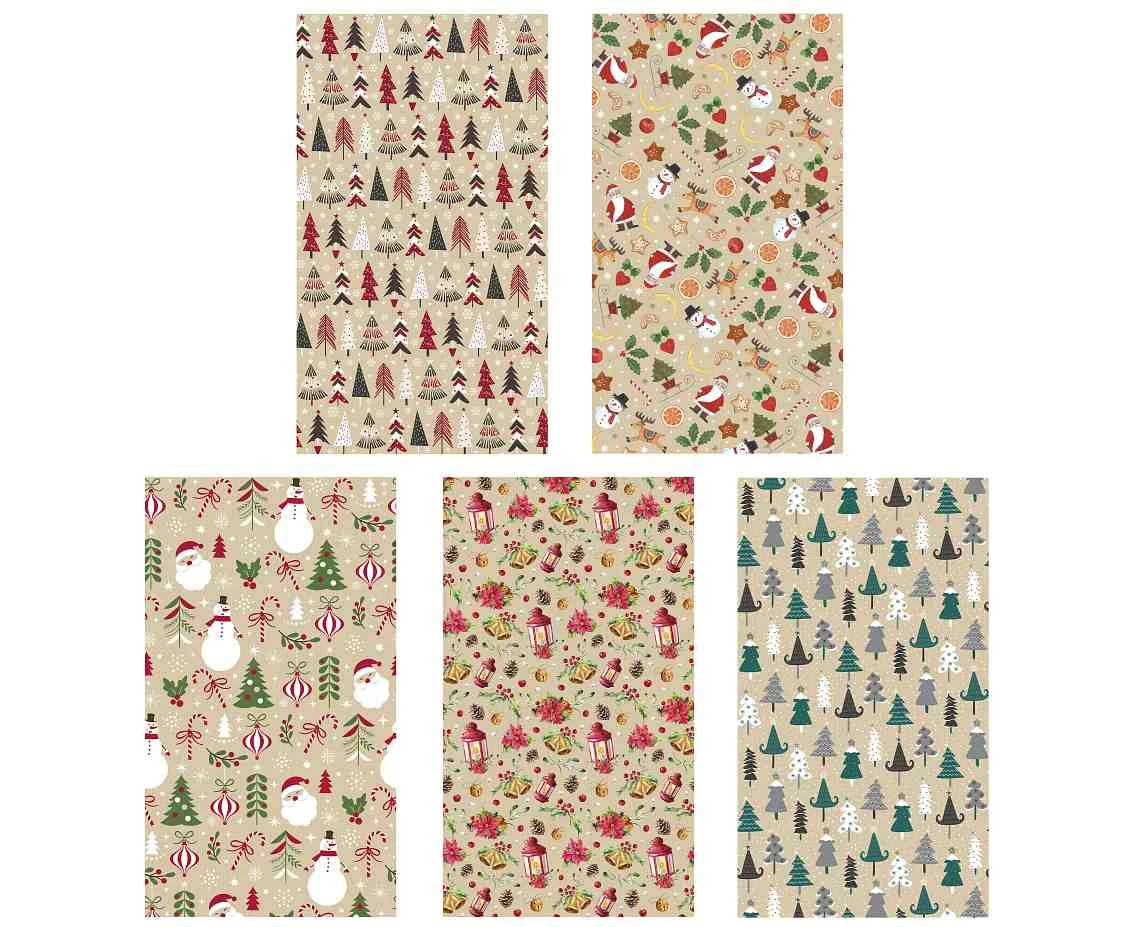 POLMAK Christmas decorative kraft paper P2 200x70cm roll 1 sheet Star set 4 Graphics