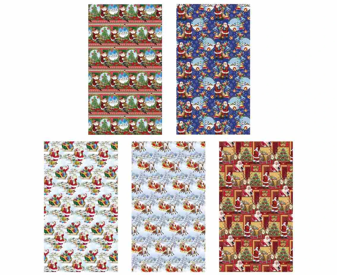 POLMAK Christmas decorative paper P2 200x70cm roll 1 sheet Star set of 9 Santa Clauses - Children''''s, Graphics