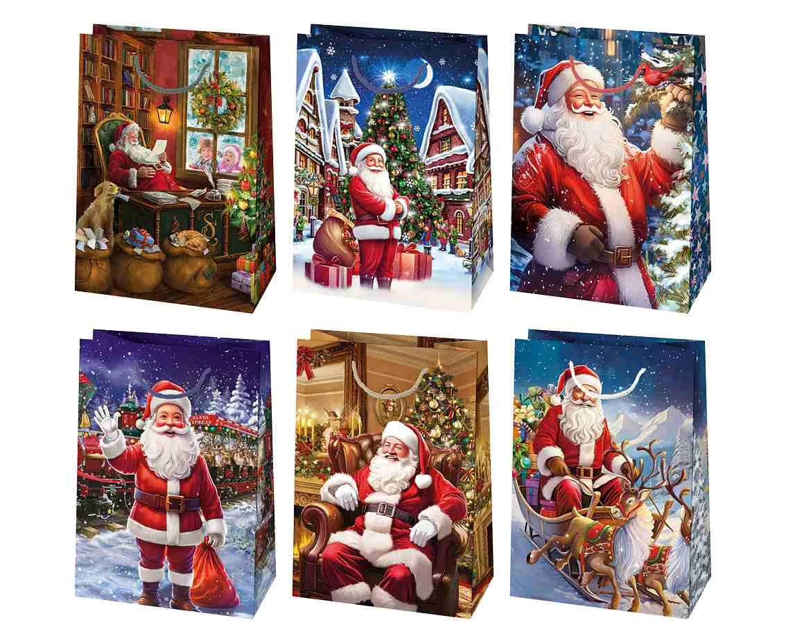 POLMAK Christmas decorative bag T5 230x320x110 Star set 83 Santa Clauses - Children''''s 1 pc.