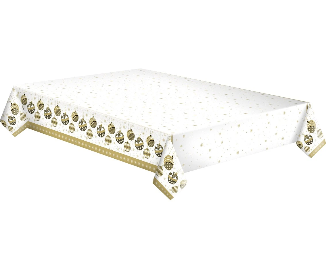 POLMAK Paper Tablecloth DAISY OD01 120x180cm Star No. Graphics - Baubles, School, Snowflakes, Tradition, Gold