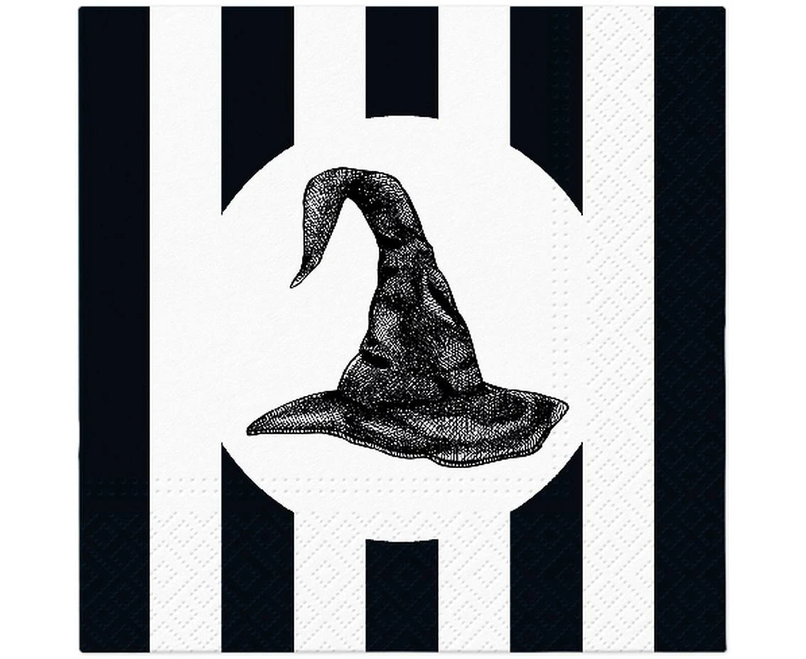 PAW Paper napkins Halloween, black-white, hat 33x33 cm, 20 pcs