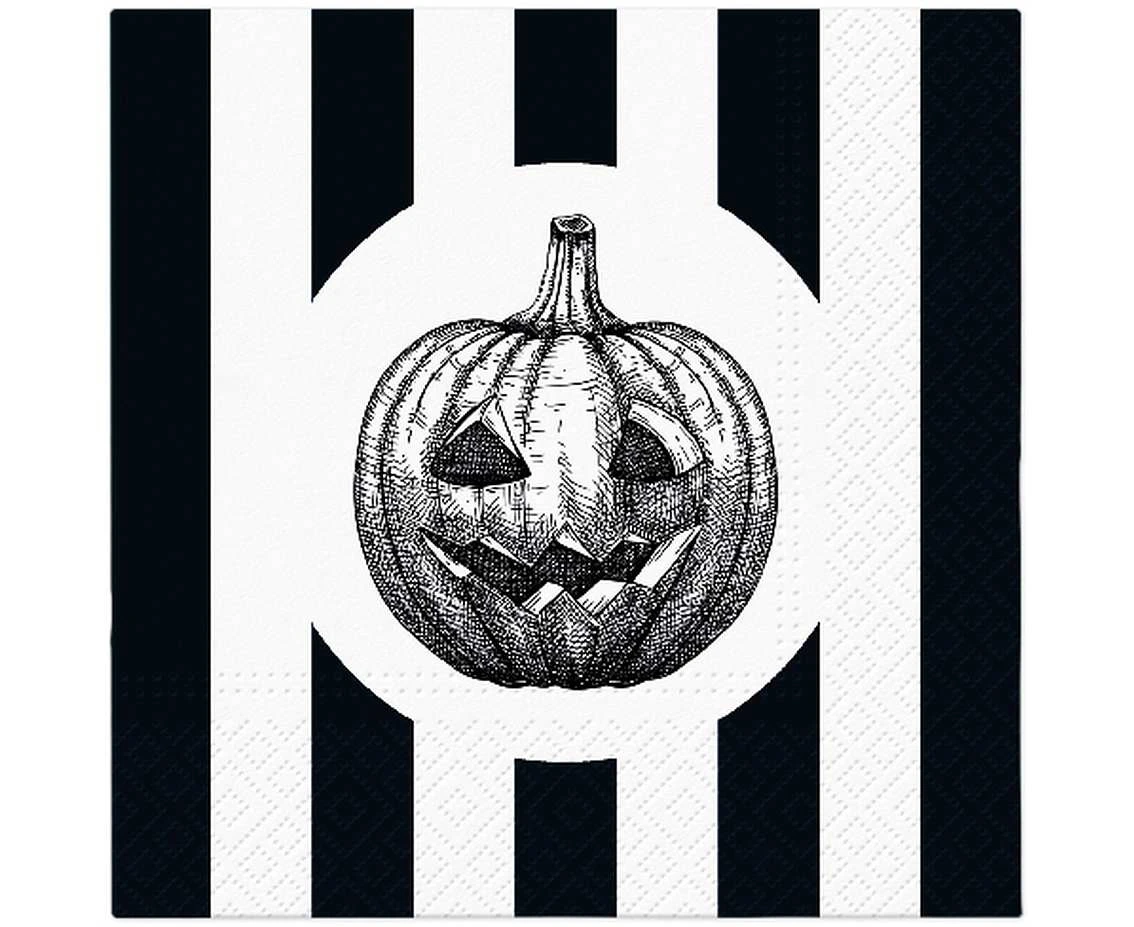 PAW Paper napkins Halloween, black-white, pumpkin 33x33 cm, 20 pcs