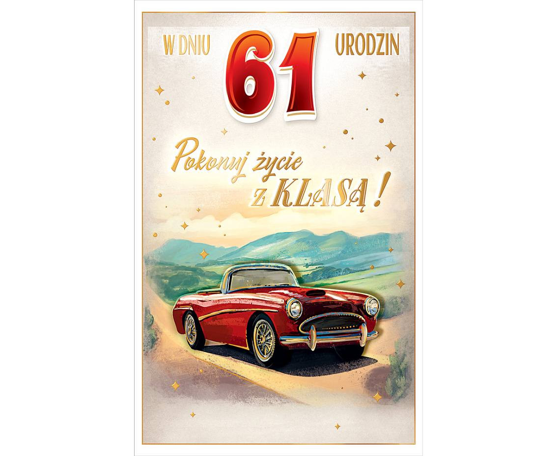Birthday card with a pasted number, car