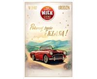 Birthday card with a pasted number, car