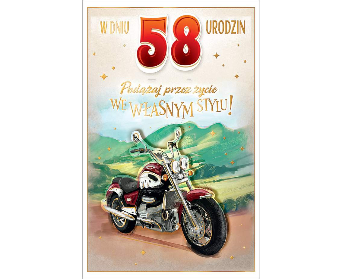 Birthday card with a pasted number, motorcycle