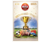 Birthday card with a glued number, trophy