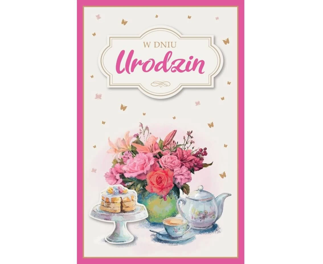 Birthday card, flowers in a vase