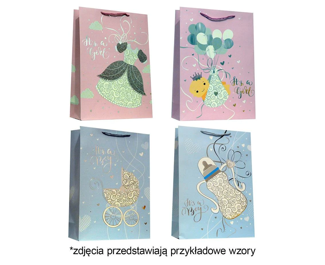 Gift bag A3 Baby shower 30 x40x12 cm mix, 1 pc