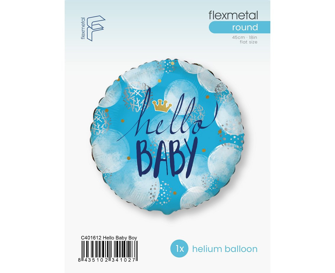 Foil balloon 18" FX Hello Baby Boy, packed