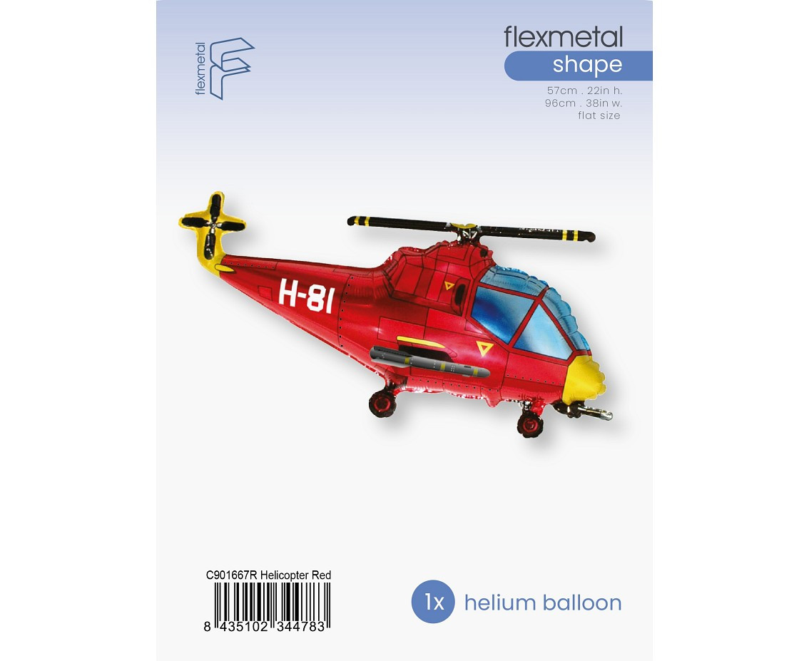 Foil balloon 24" FX - "Helicopter" (red), packed