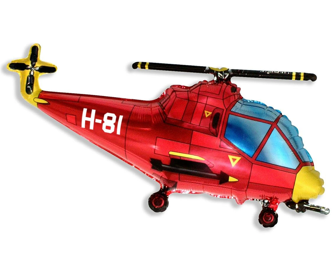 Foil balloon 24" FX - "Helicopter" (red), packed
