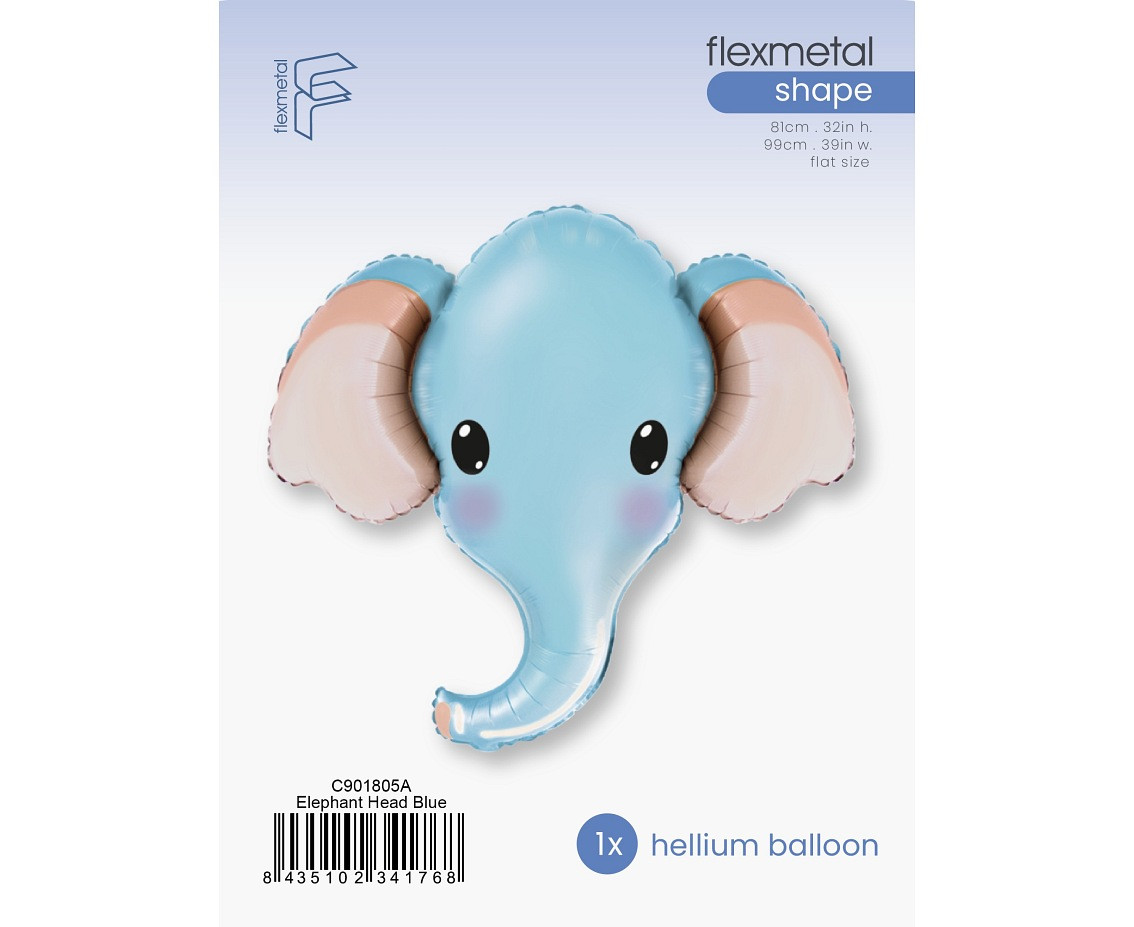 Foil balloon 24" FX Elephant (blue), packed EOL