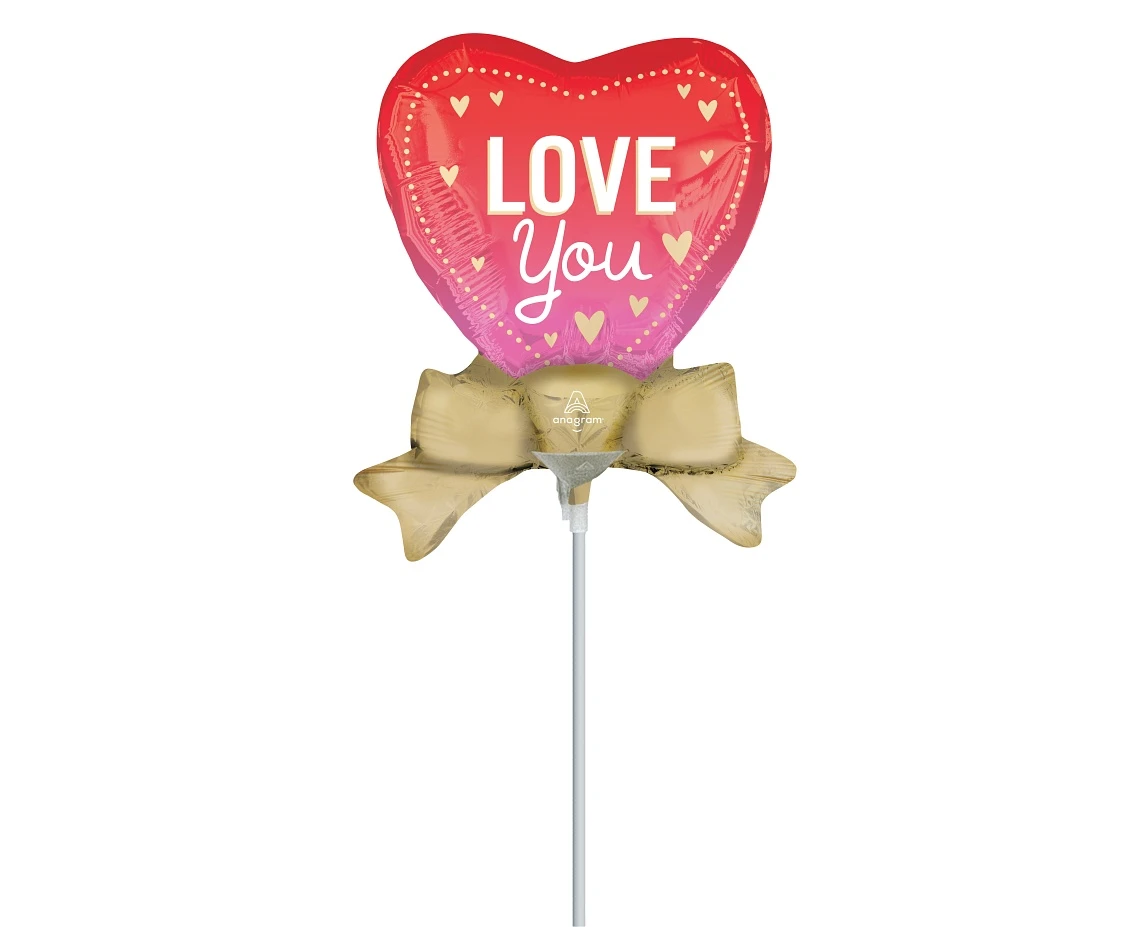 Foil balloon Love You Satin Better with Bows Mini Shape