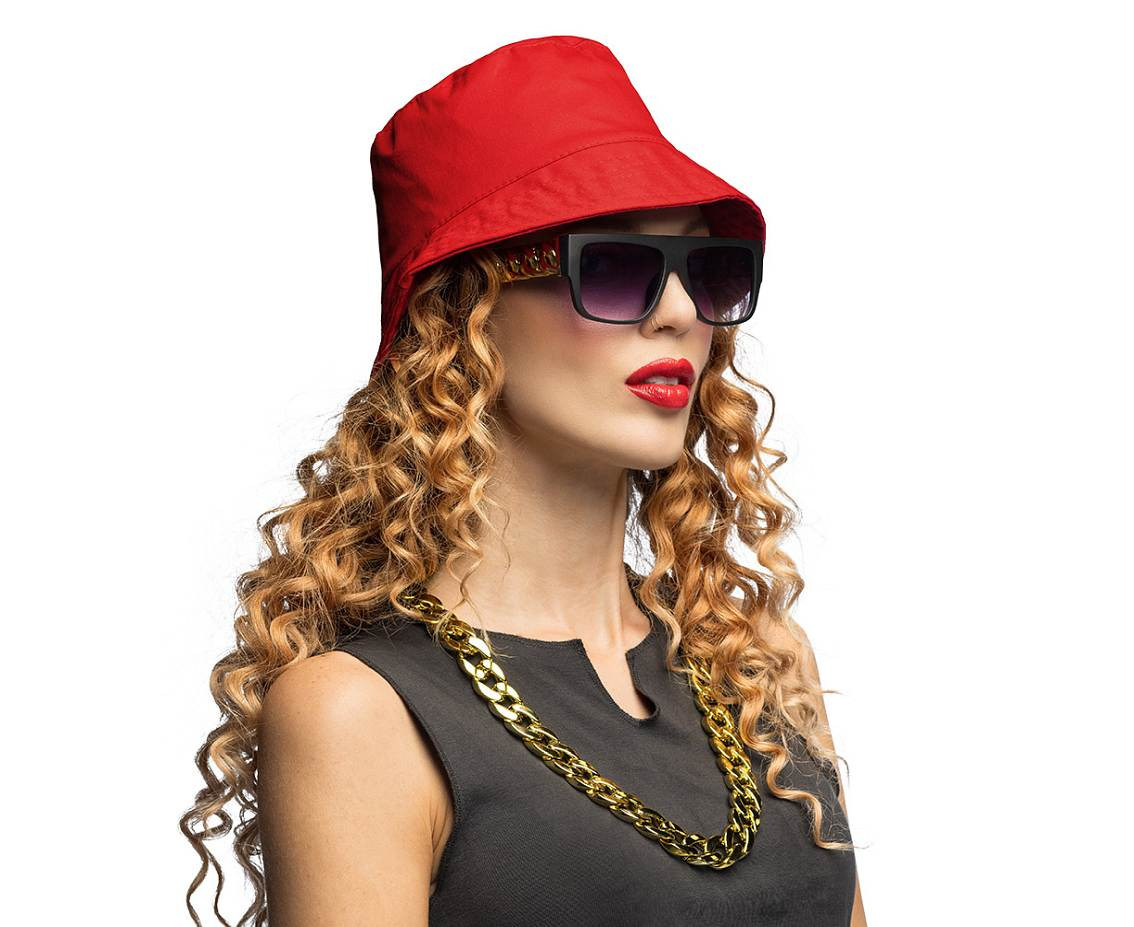 Set 90''s hip hop (bucket hat, party glasses, necklace)