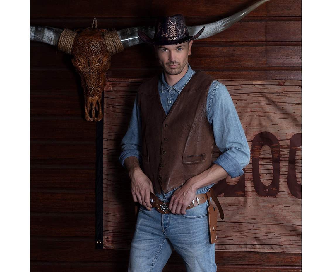 Double cowboy holster Sheriff 2 brown (125 cm)