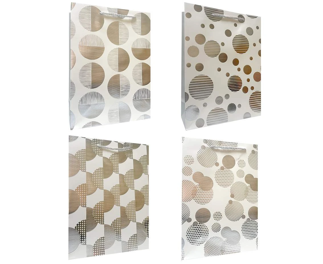 Gift Bag A5 Silver Dots 18x23x10 cm, mix, 1 pc.