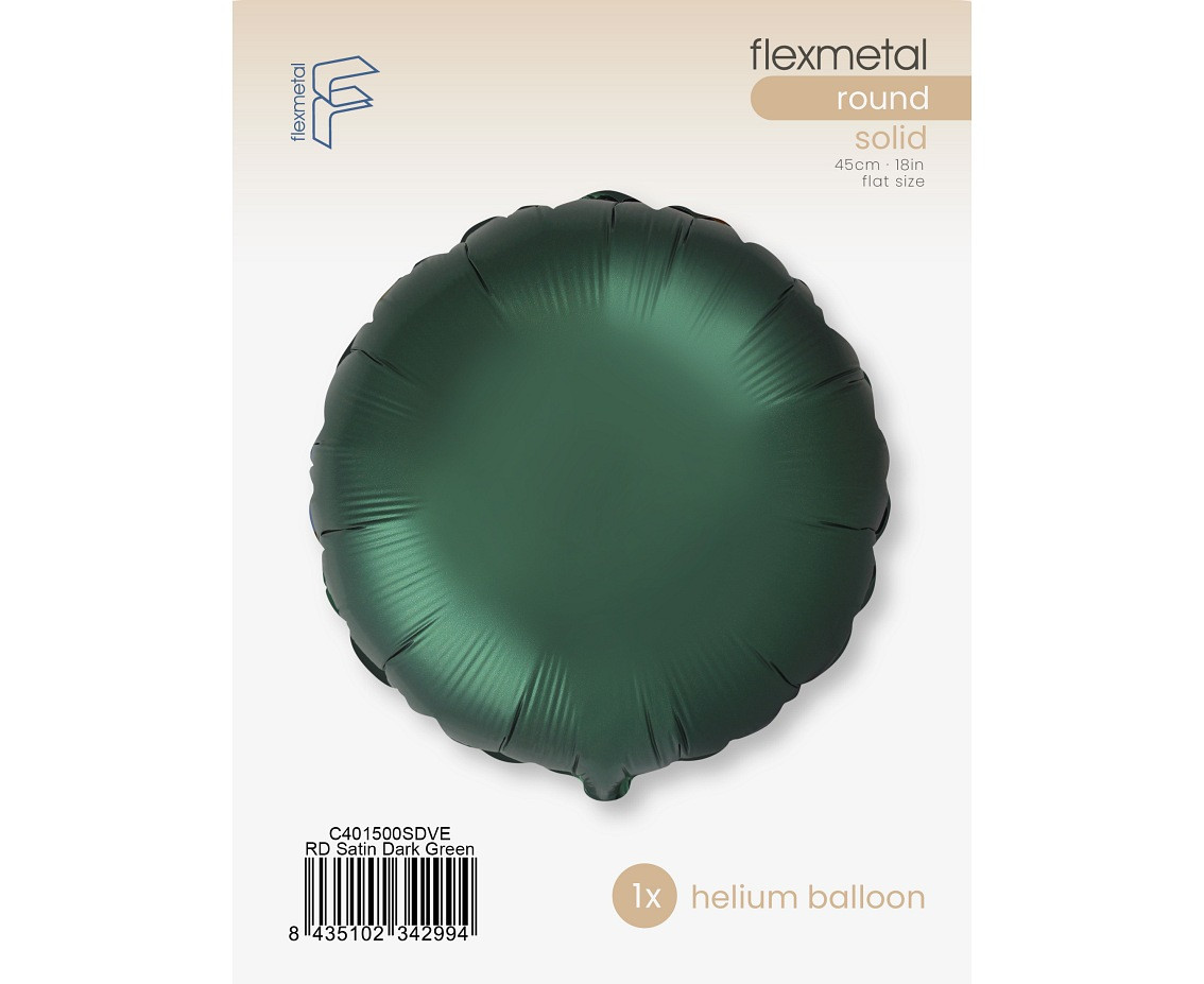 Foil balloon  18" FX - Round (satin dark green) , packed