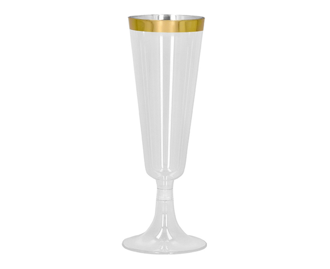 Set 4 sparkling plastic flutes gold