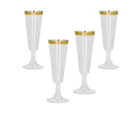 Set 4 sparkling plastic flutes gold