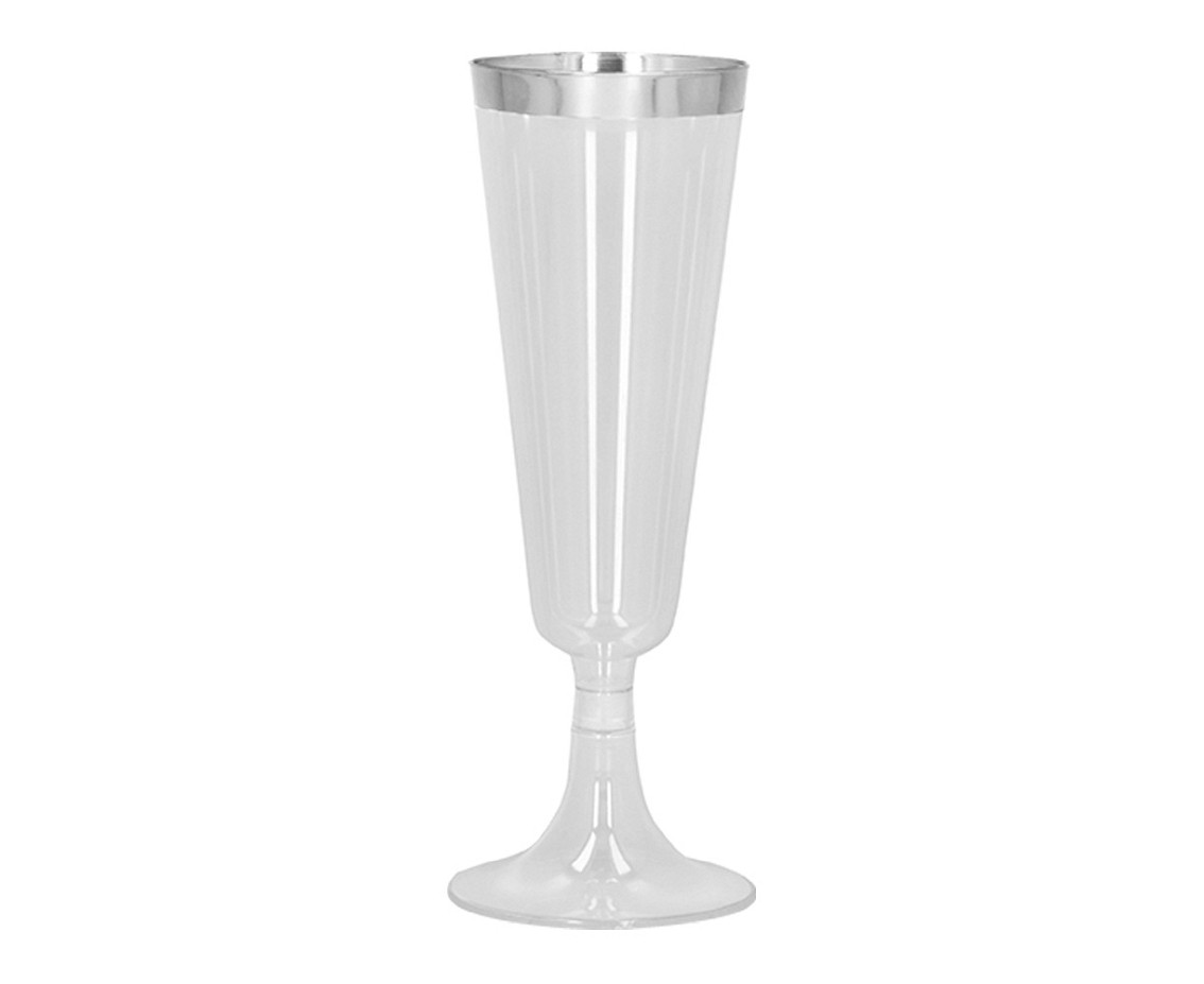 Set 4 sparkling plastic flutes silver