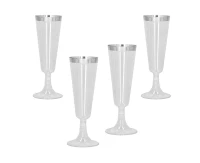 Set 4 sparkling plastic flutes silver