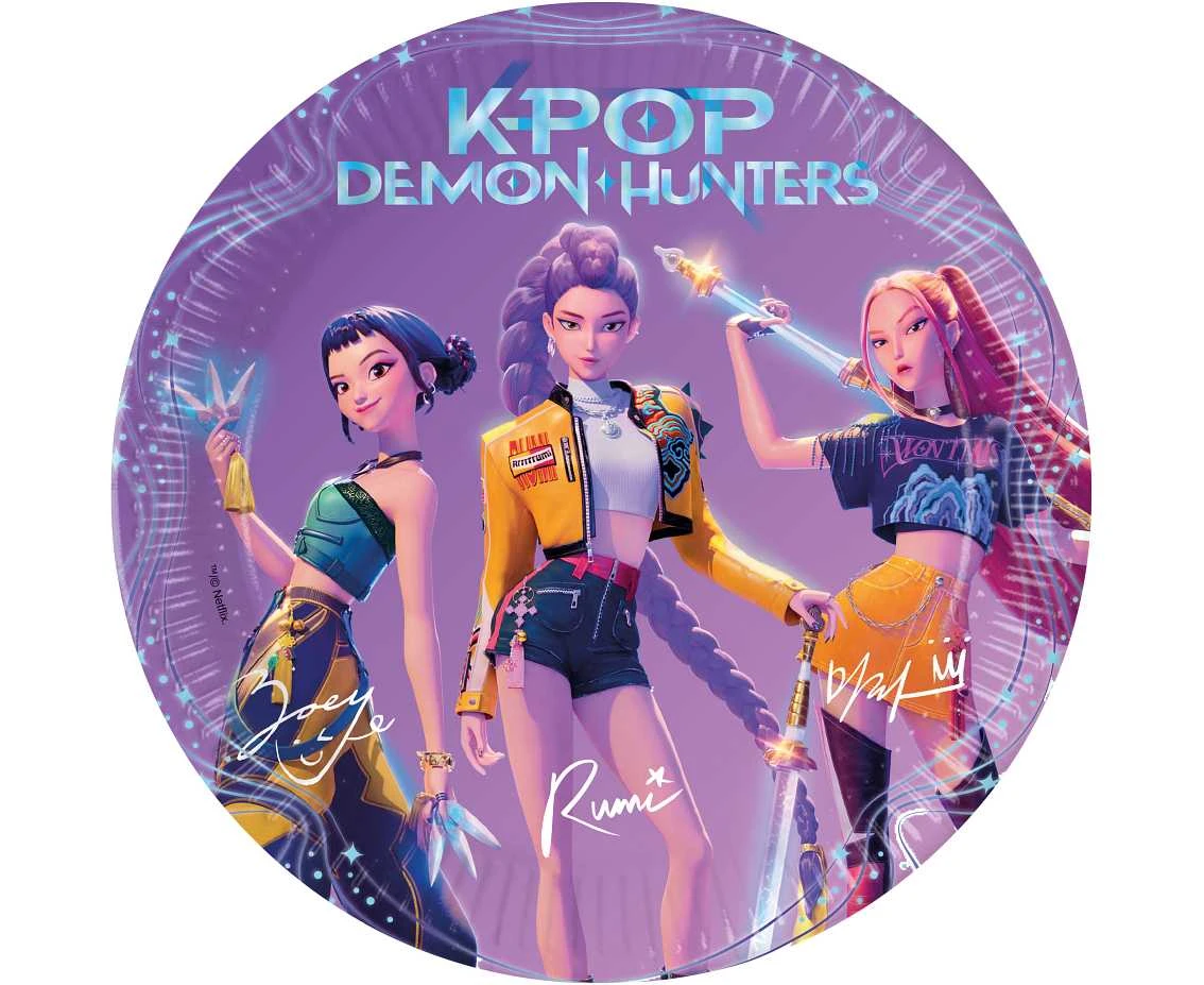 Paper plates K-POP DEMON HUNTERS 23 cm, 8 pcs.