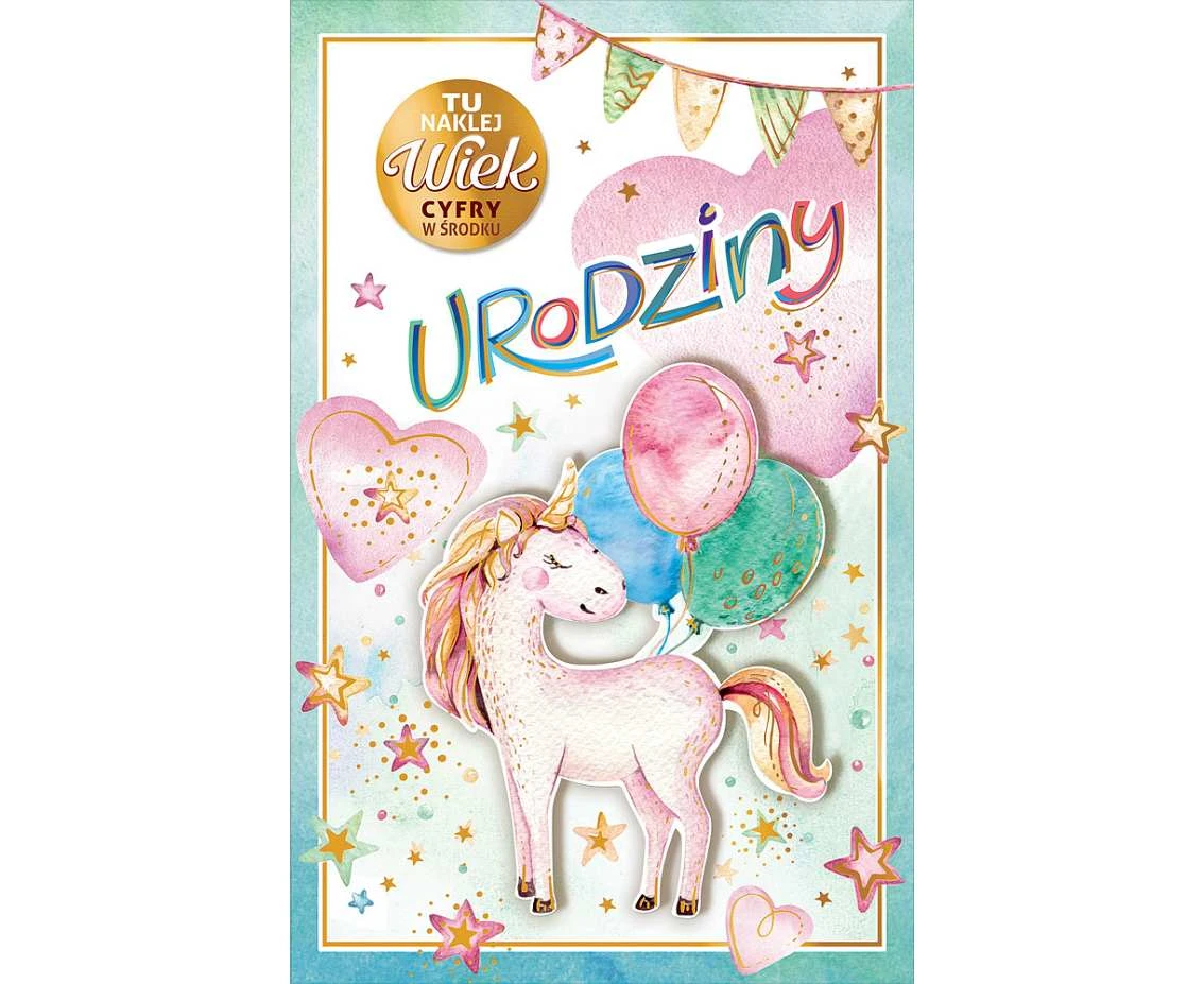 Birthday Card with an Attached Number, horse, 13×20.5 cm