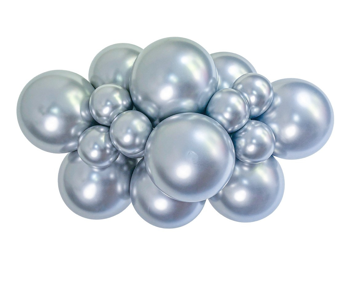 Balloons Tuftex 5", metallic silver, 50 pcs
