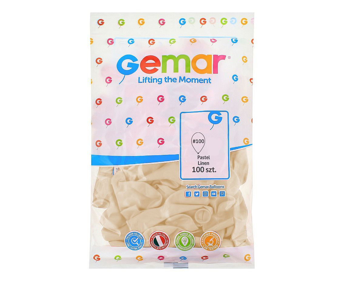 Balloons Gemar 12", pastel linen, 100pcs