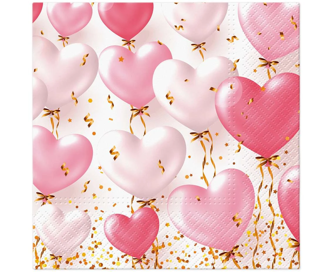 PAW Paper Napkins Balloon Hearts, 33x33 cm, 20 pcs.
