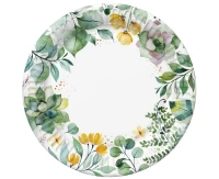 POLMAK Paper Plates Watercolor, Flowers, Leaves, 18 cm, 8 pcs.