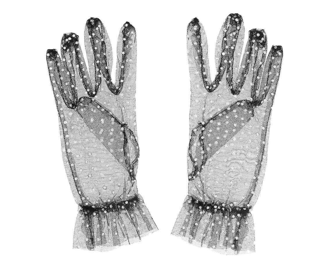 Set Vintage (hair accessory, party glasses, necklace and 2 gloves)