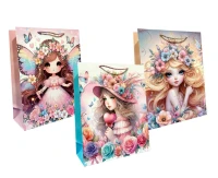 Paper gift bag fairy flowers 26x32x12 cm. mix, 1 pc