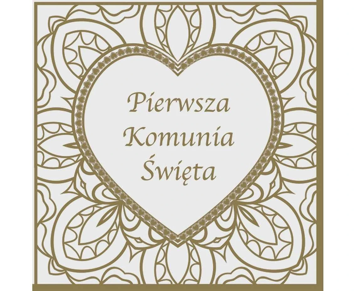 POLMAK Napkins First Communion, gold heart, 33x33 cm, 20 pcs.