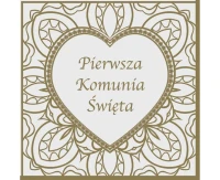 POLMAK Napkins First Communion, gold heart, 33x33 cm, 20 pcs.