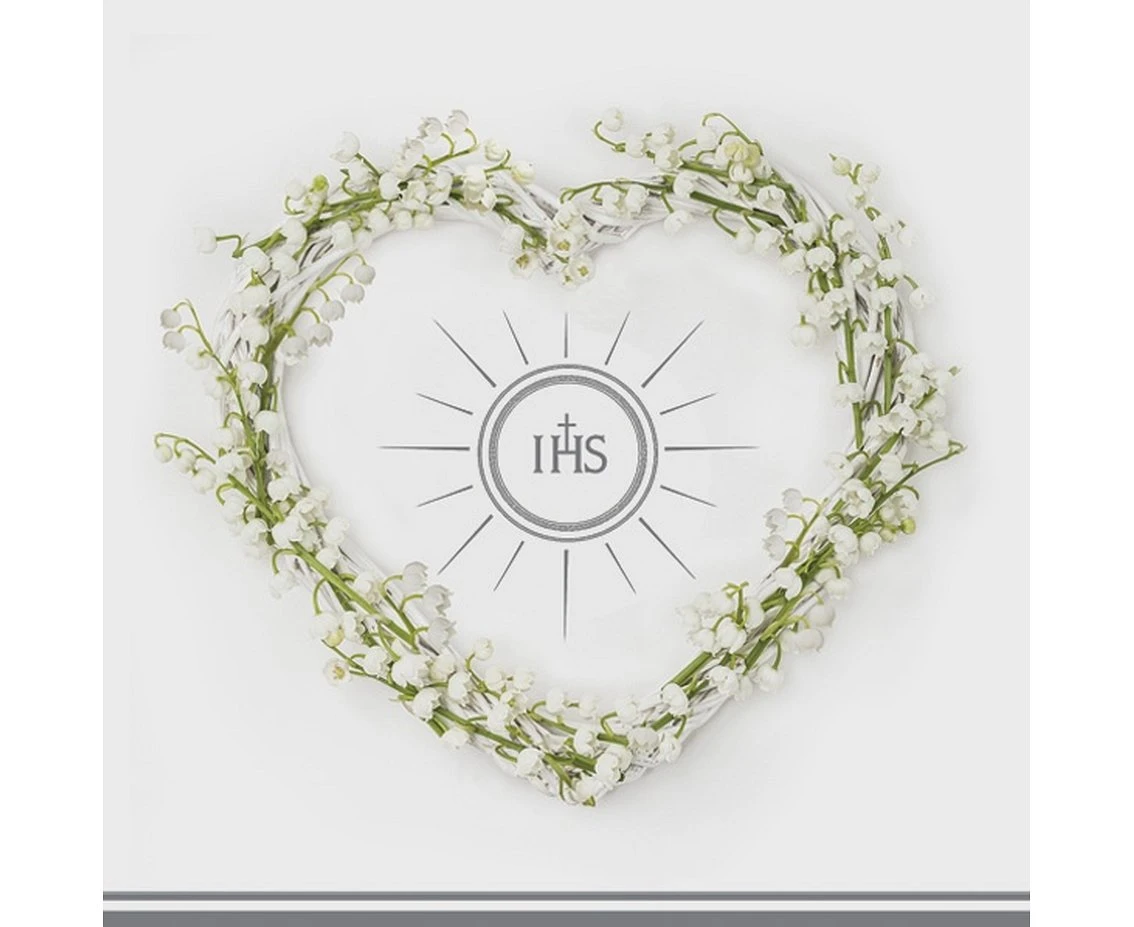 POLMAK Napkins First Communion, silver heart, 33x33 cm, 20 pcs.