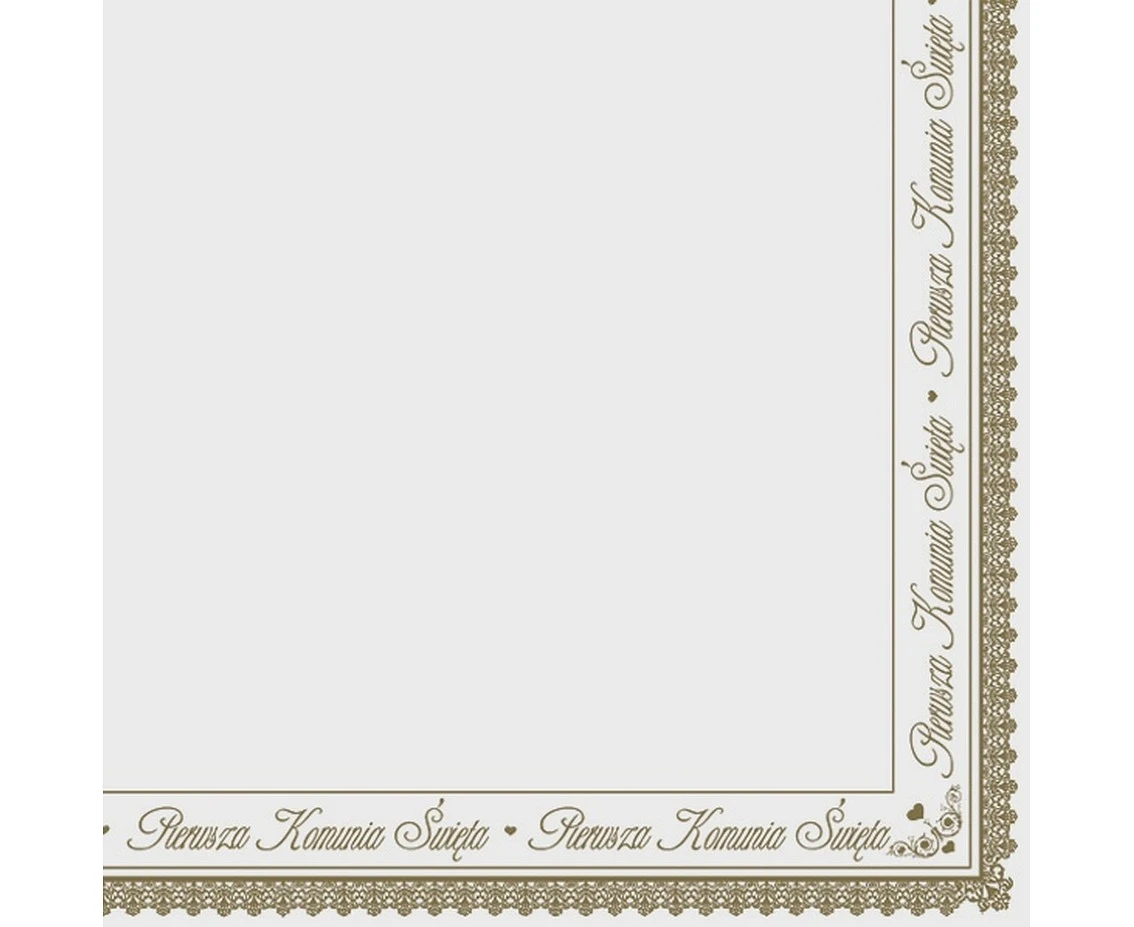 POLMAK Napkins First Communion, gold frame, 33x33 cm, 20 pcs.