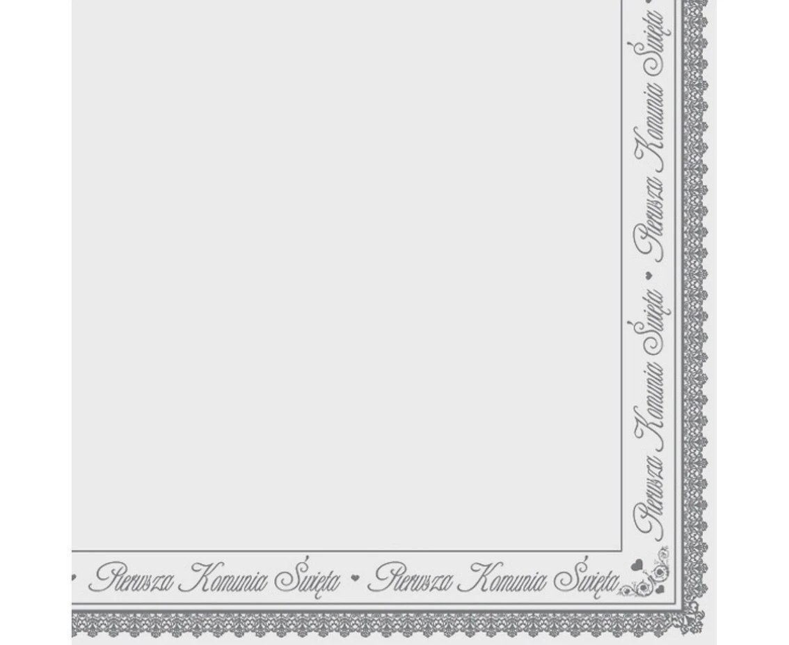 POLMAK Napkins First Communion silver, silver frame, 33x33 cm, 20 pcs.