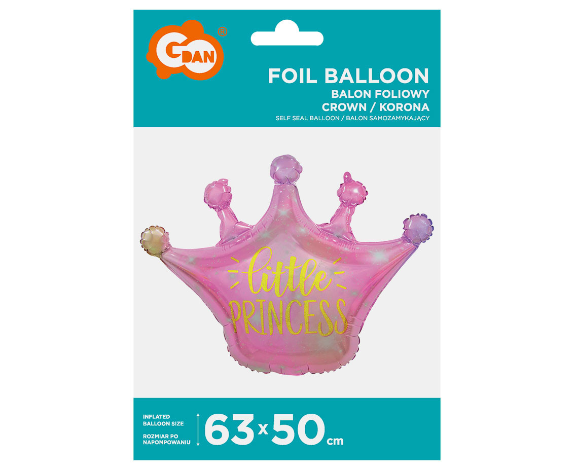 Foil balloon Little Princess Crown, 63 x 50