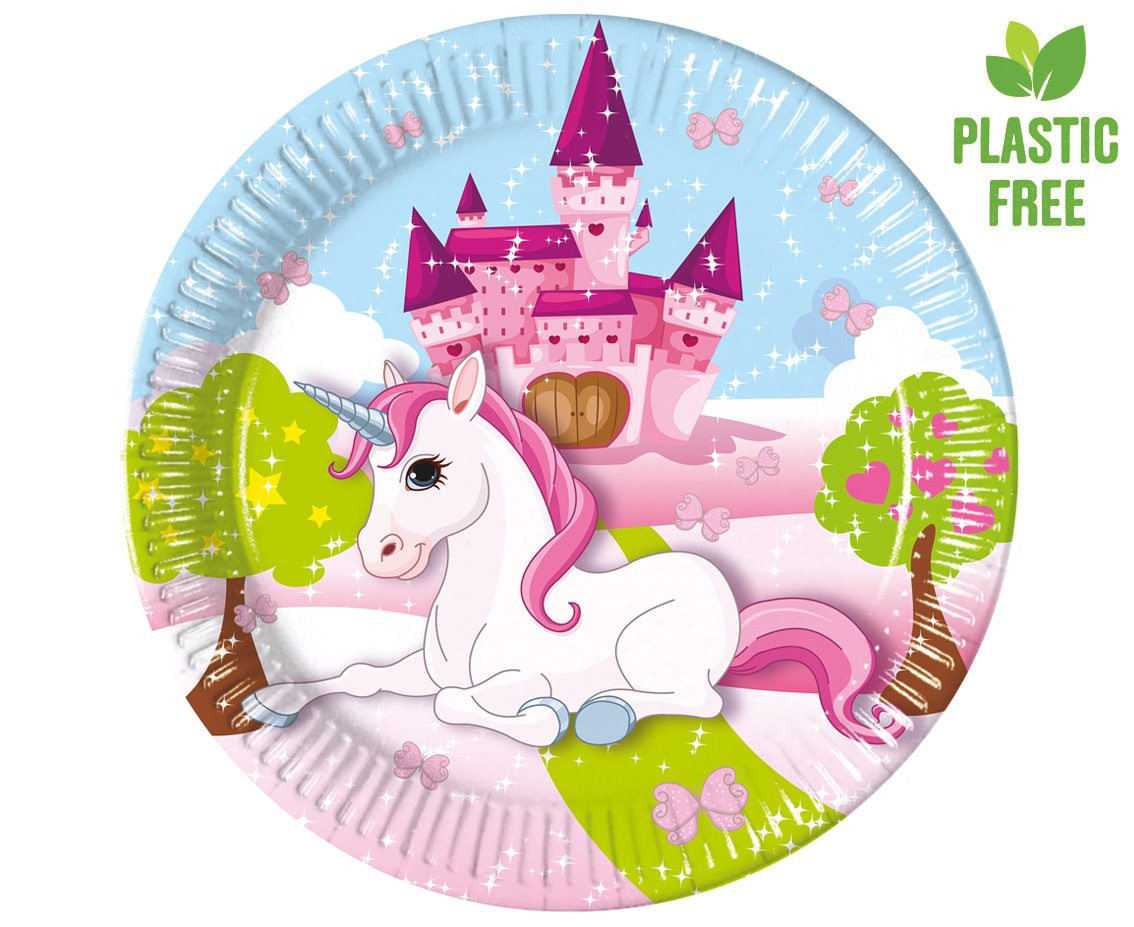 Paper plates Unicorn, next generation, 20 cm, 8 pcs (plastic-free)