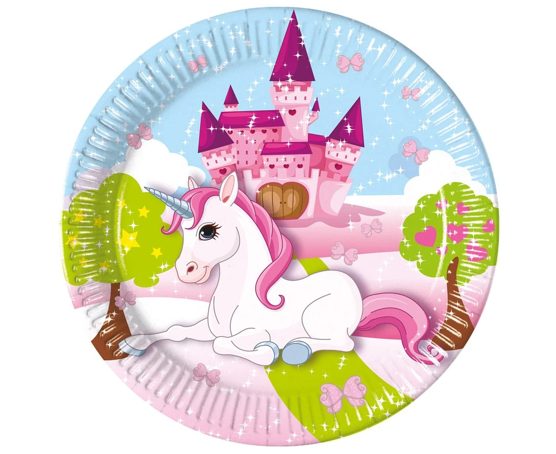 Paper plates Unicorn, next generation, 20 cm, 8 pcs (plastic-free)