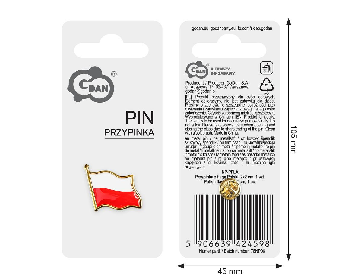 Polish flag pin (metal), 2x2 cm, 1 pc.