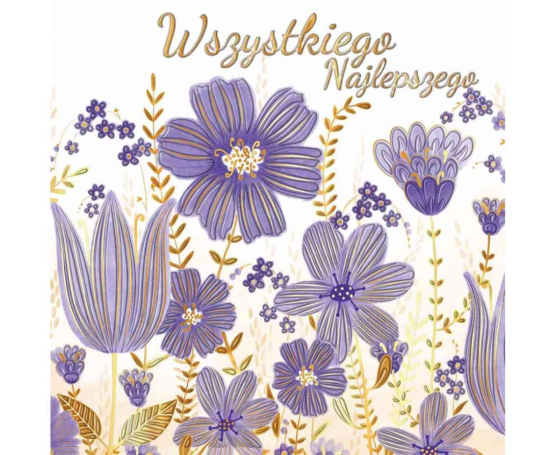 Greeting card kw purple flowers ii, 1 pc.