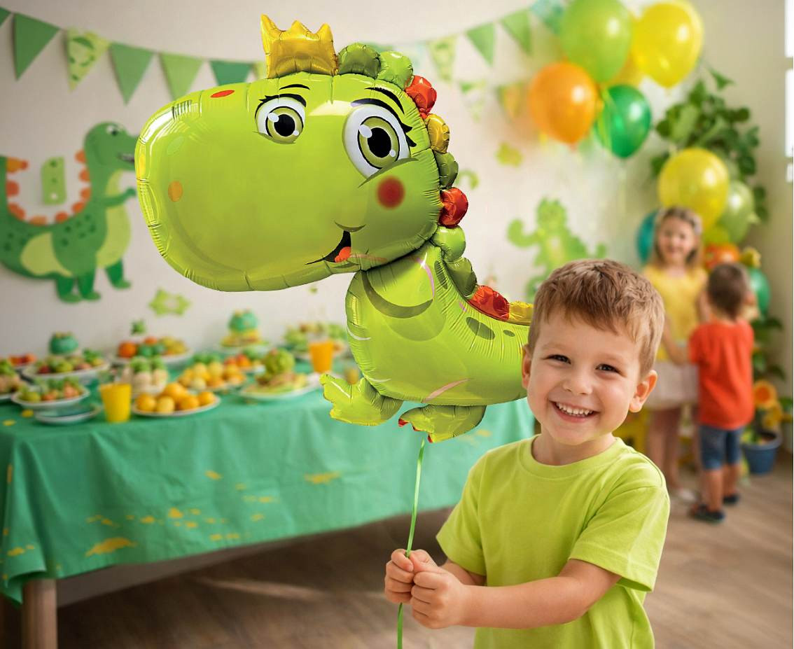 Foil balloon Green Dinosaur, 70x78 cm
