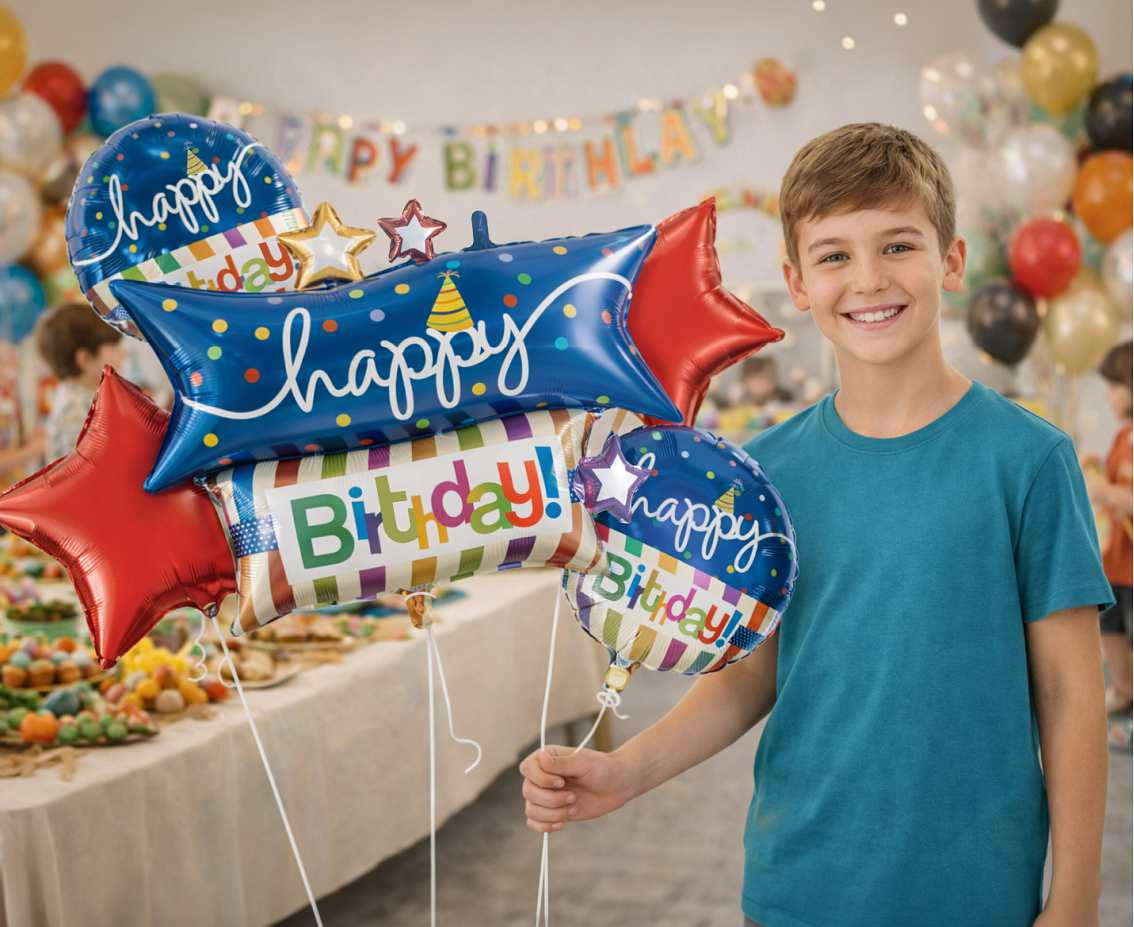 Foil balloons Happy Birthday set, 5 pcs