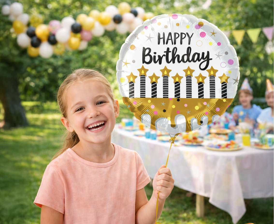 Foil balloon 18" Happy Birthday with candles