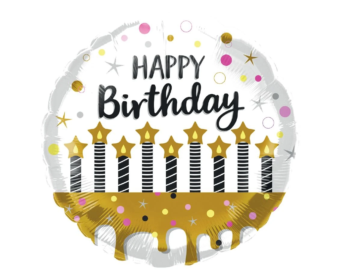 Foil balloon 18" Happy Birthday with candles
