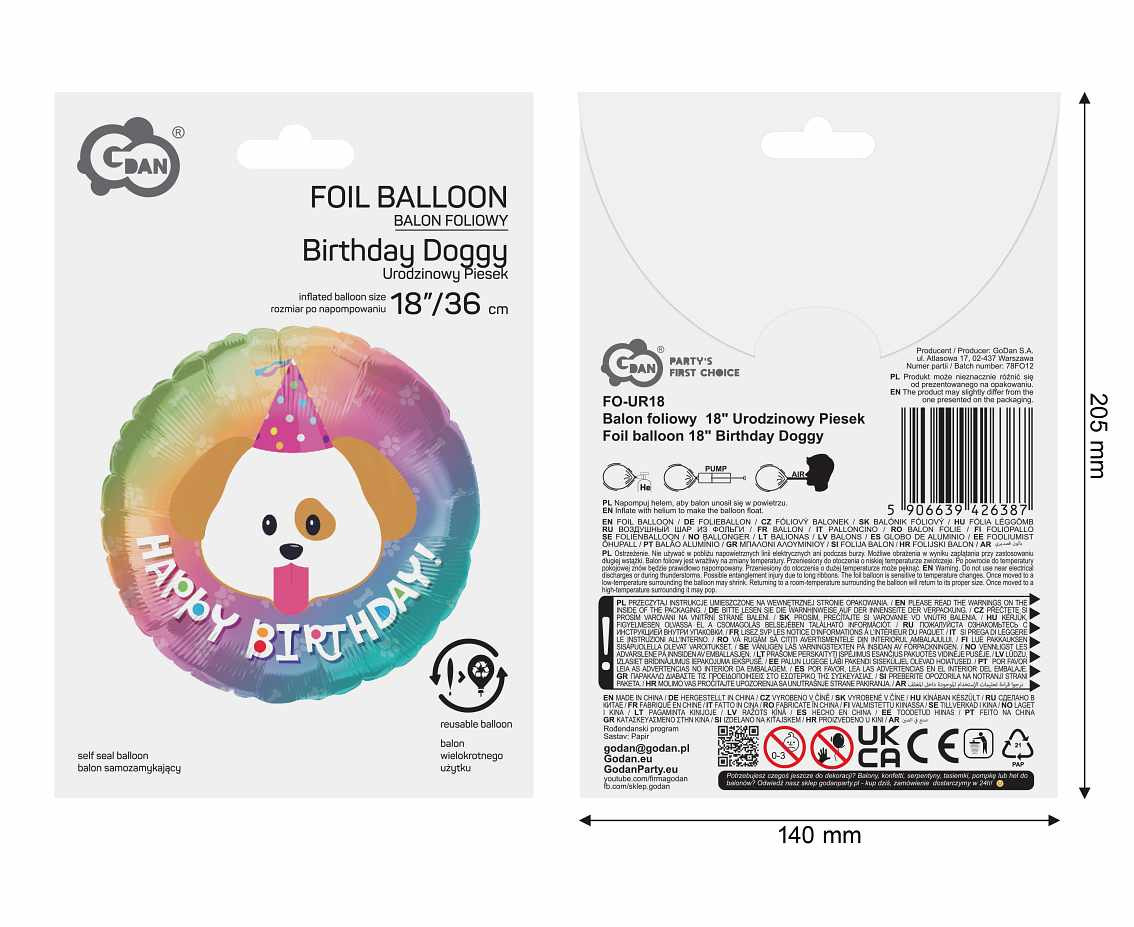 Foil balloon 18" Birthday Doggy